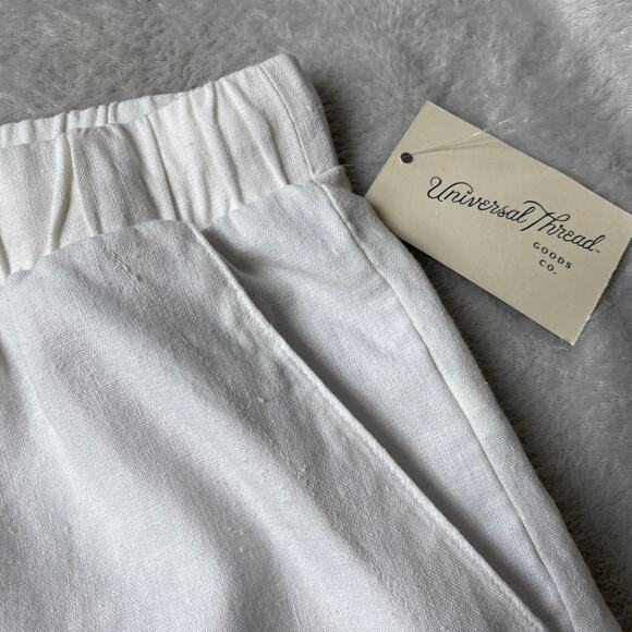 Universal Thread Linen Blend Shorts Women XL White Elastic Waist Coastal NWT - Picture 4 of 9